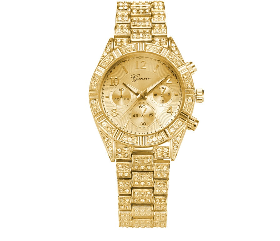 Women's Crystal Quartz Analog Wrist Watch: Stainless Steel