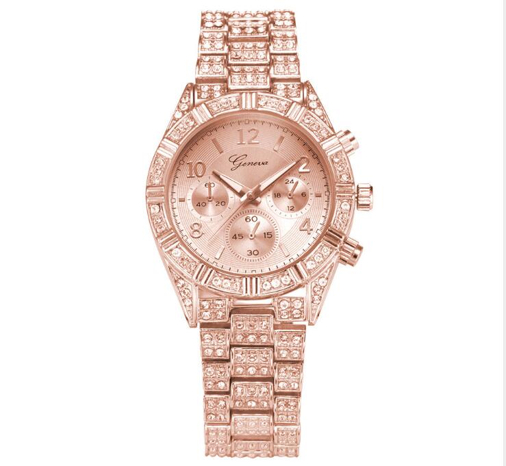 Women's Crystal Quartz Analog Wrist Watch: Stainless Steel