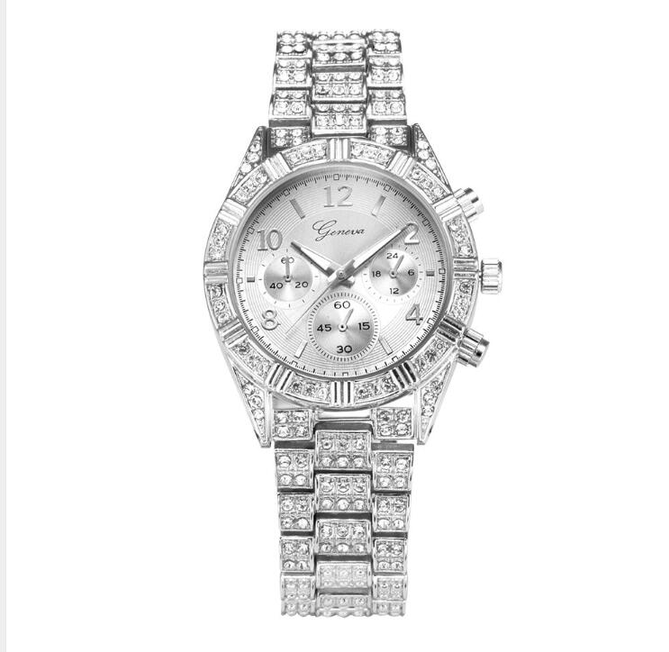 Women's Crystal Quartz Analog Wrist Watch: Stainless Steel