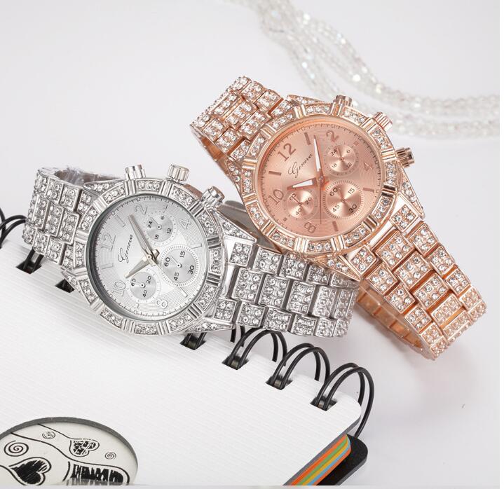 Women's Crystal Quartz Analog Wrist Watch: Stainless Steel