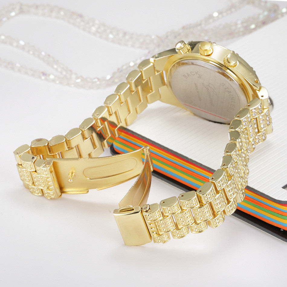 Women's Crystal Quartz Analog Wrist Watch: Stainless Steel